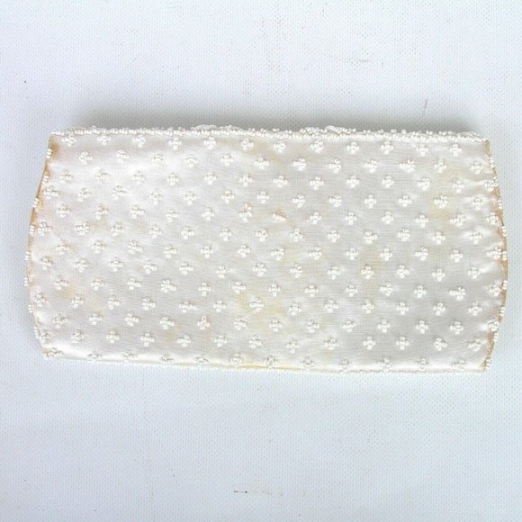 Vintage ADG Fashion Imports Evening Beaded Cream/Ivory Clutch Purse Formal - Picture 3 of 8